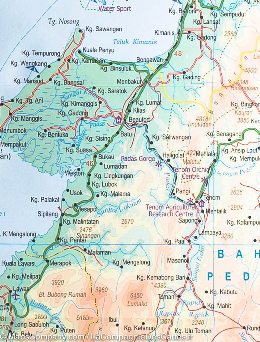 Carte de voyage - Sarawak, Sabah & Brunei | ITM carte routière ITM