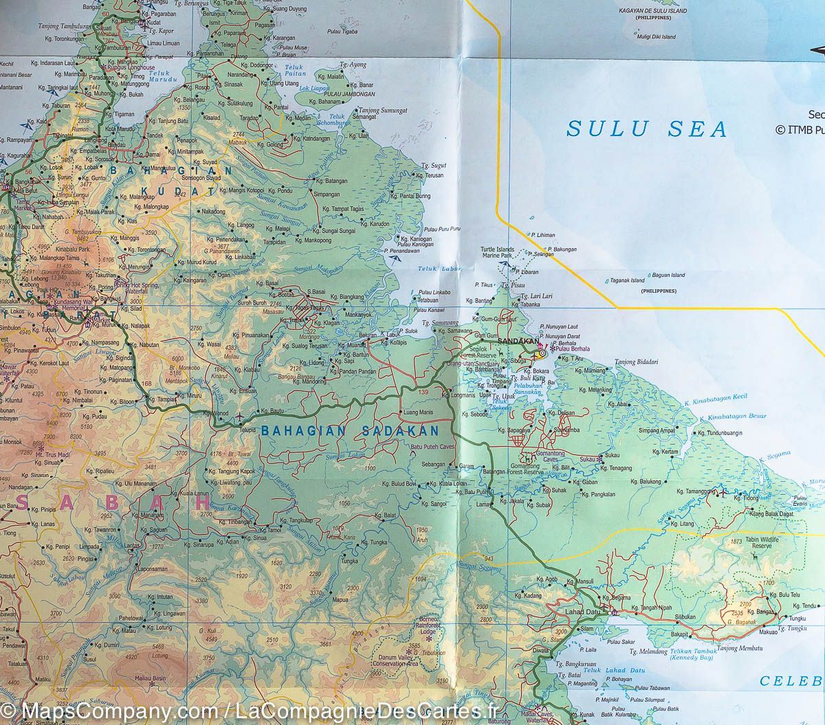 Carte de voyage - Sarawak, Sabah & Brunei | ITM carte routière ITM