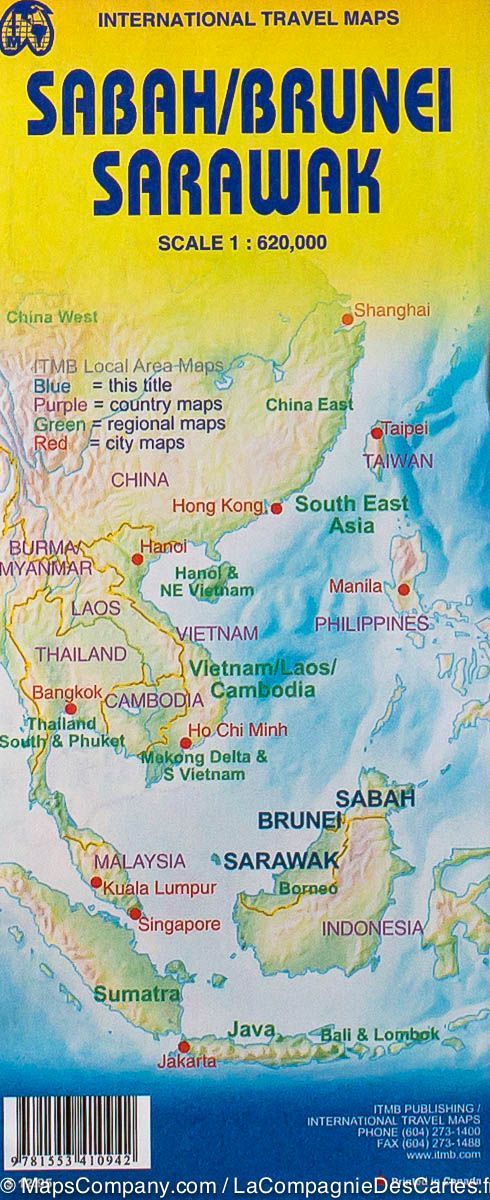 Carte de voyage - Sarawak, Sabah & Brunei | ITM carte routière ITM