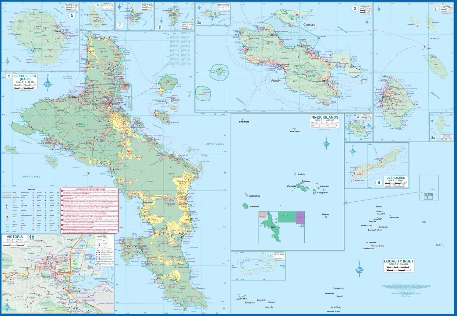 Carte de voyage - Seychelles et Océan Indien | ITM carte routière ITM