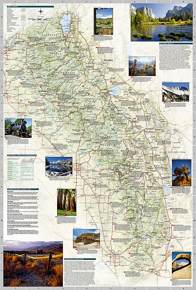Carte de voyage - Sierra Nevada (Californie, Nevada) | National Geographic carte routière National Geographic