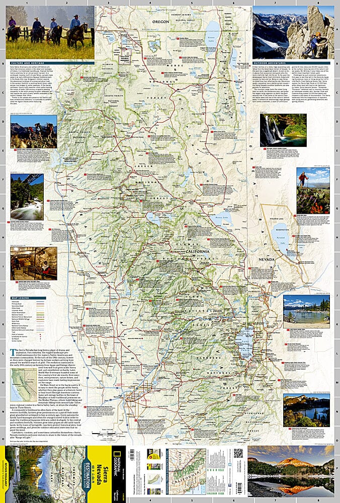 Carte de voyage - Sierra Nevada (Californie, Nevada) | National Geographic carte routière National Geographic