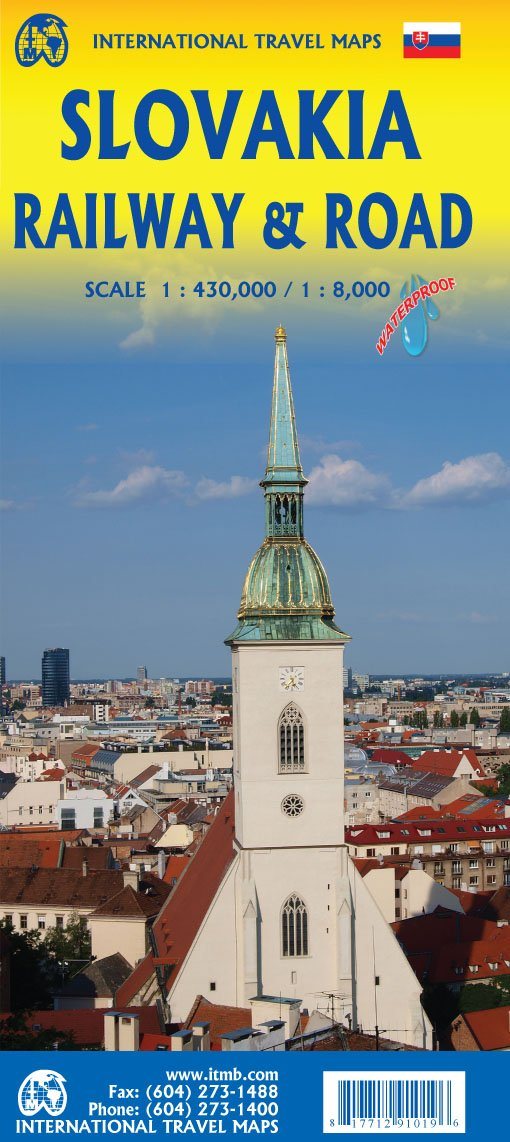 Carte de voyage - Slovaquie (routes & chemins de fer) & Plan de Bratislava | ITM carte routière ITM