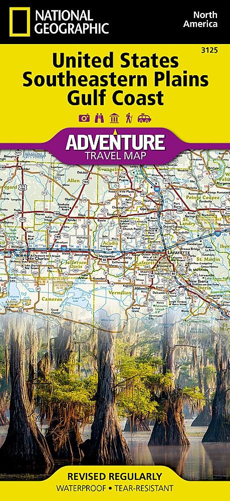 Carte de voyage - Southeastern Plains & Gulf Coast (USA) | National Geographic - La Compagnie des Cartes