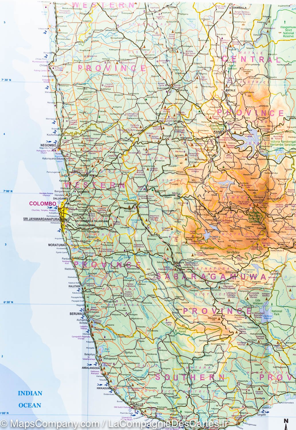 Carte de voyage - Sri Lanka & Inde Sud | ITM carte routière ITM