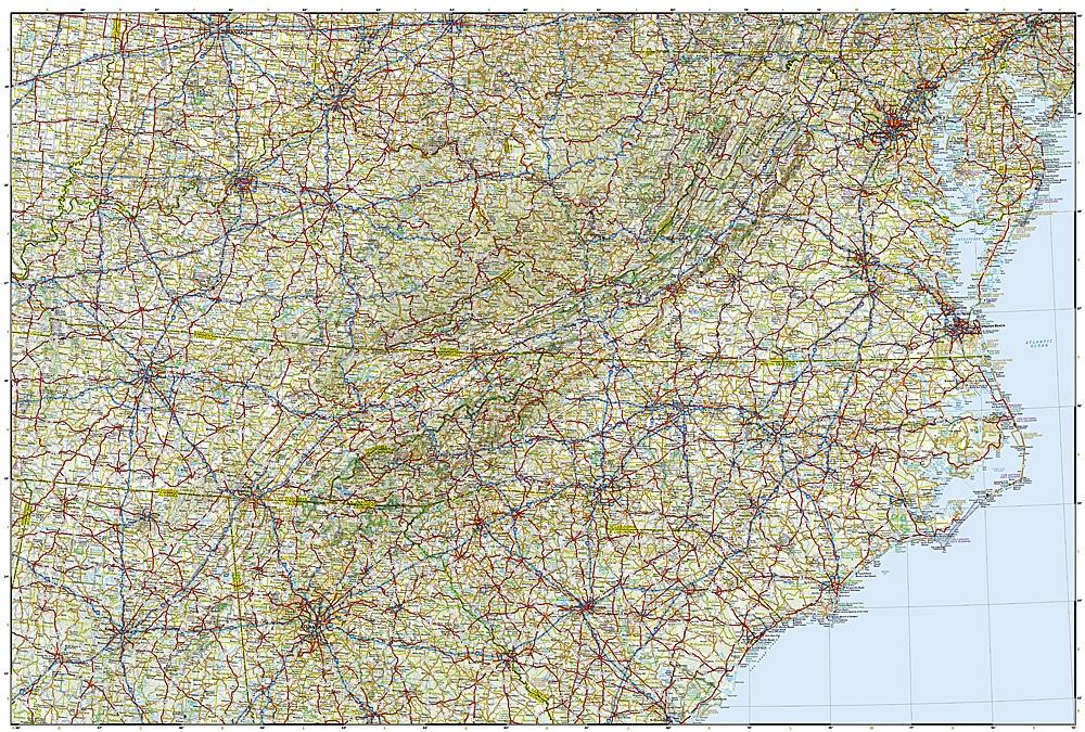 Carte de voyage - Sud-est des USA | National Geographic carte routière National Geographic