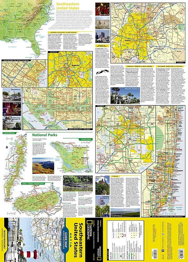 Carte de voyage - Sud-est des USA | National Geographic carte pliée National Geographic 