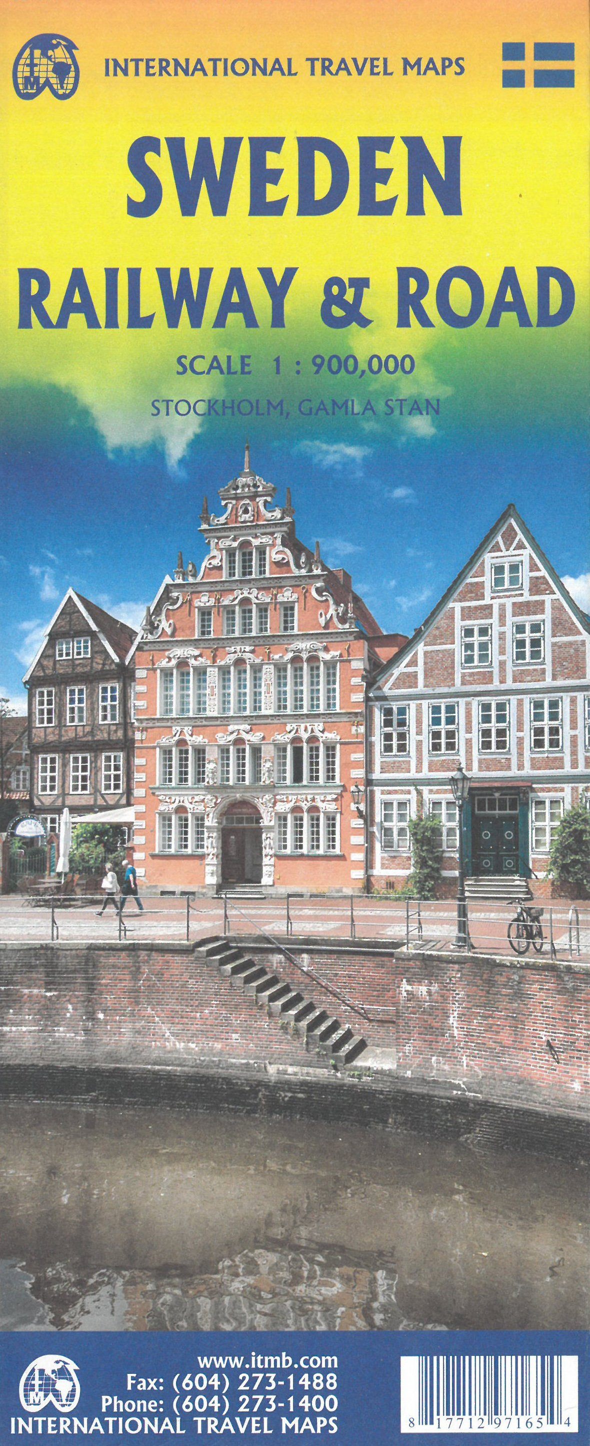 Carte de voyage - Suède (routes et voies ferrées) | ITM carte routière ITM