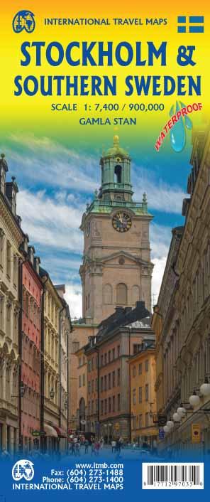Carte de voyage - Suède Sud & Plan de Stockholm | ITM carte routière ITM
