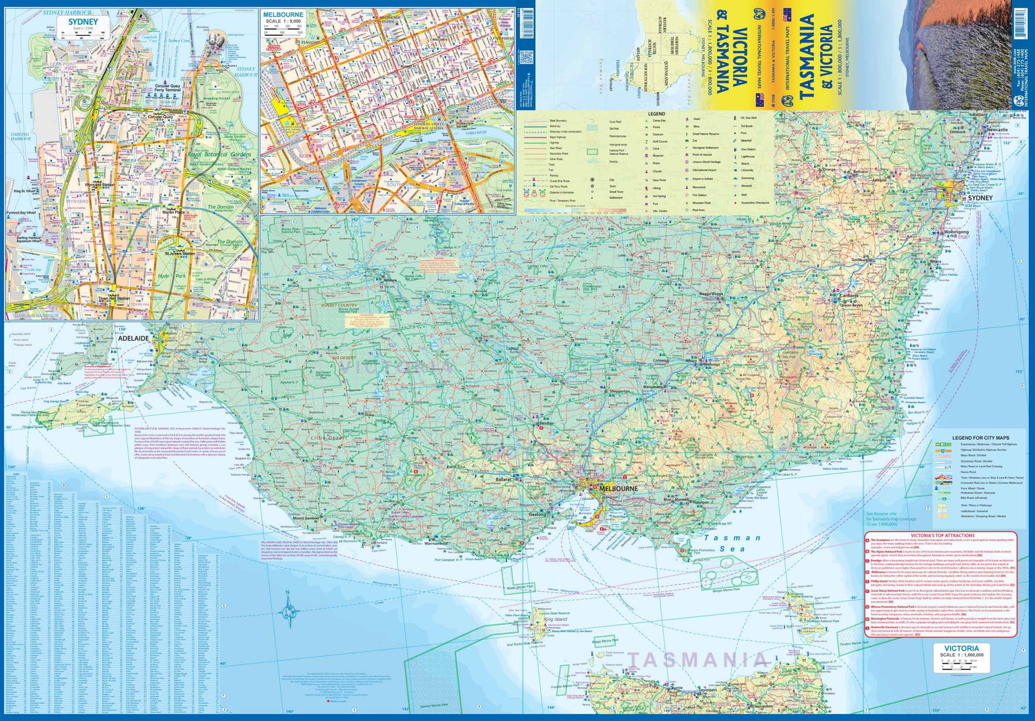 Carte de voyage - Tasmanie & Victoria | ITM carte routière ITM