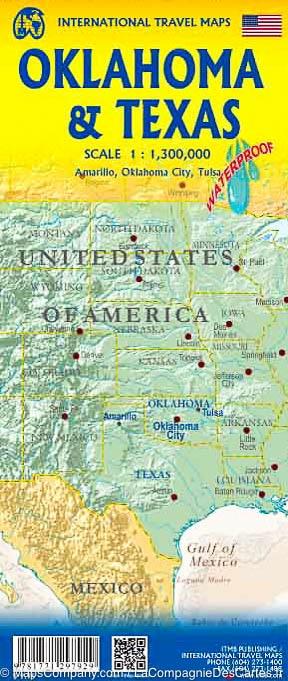 Carte de voyage - Texas & Oklahoma | ITM carte pliée ITM 