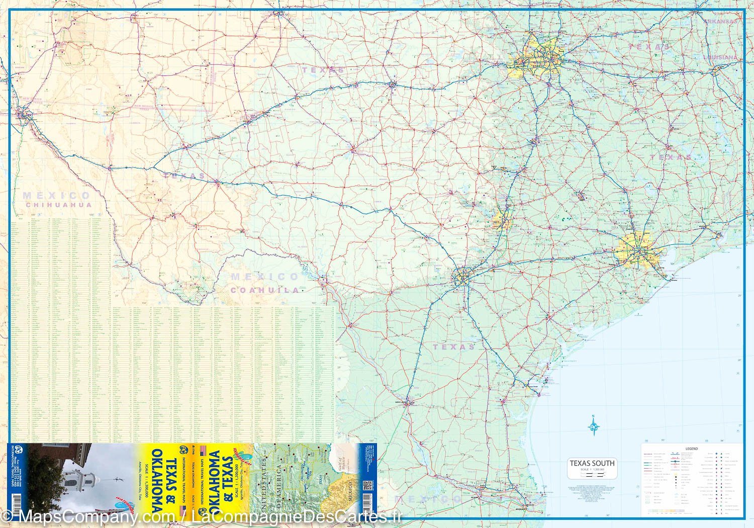 Carte de voyage - Texas & Oklahoma | ITM carte routière ITM