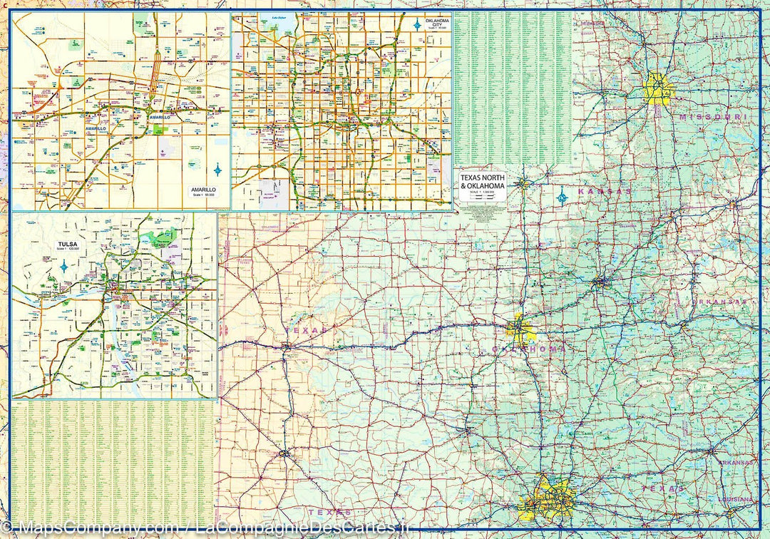 Carte de voyage - Texas & Oklahoma | ITM carte pliée ITM 
