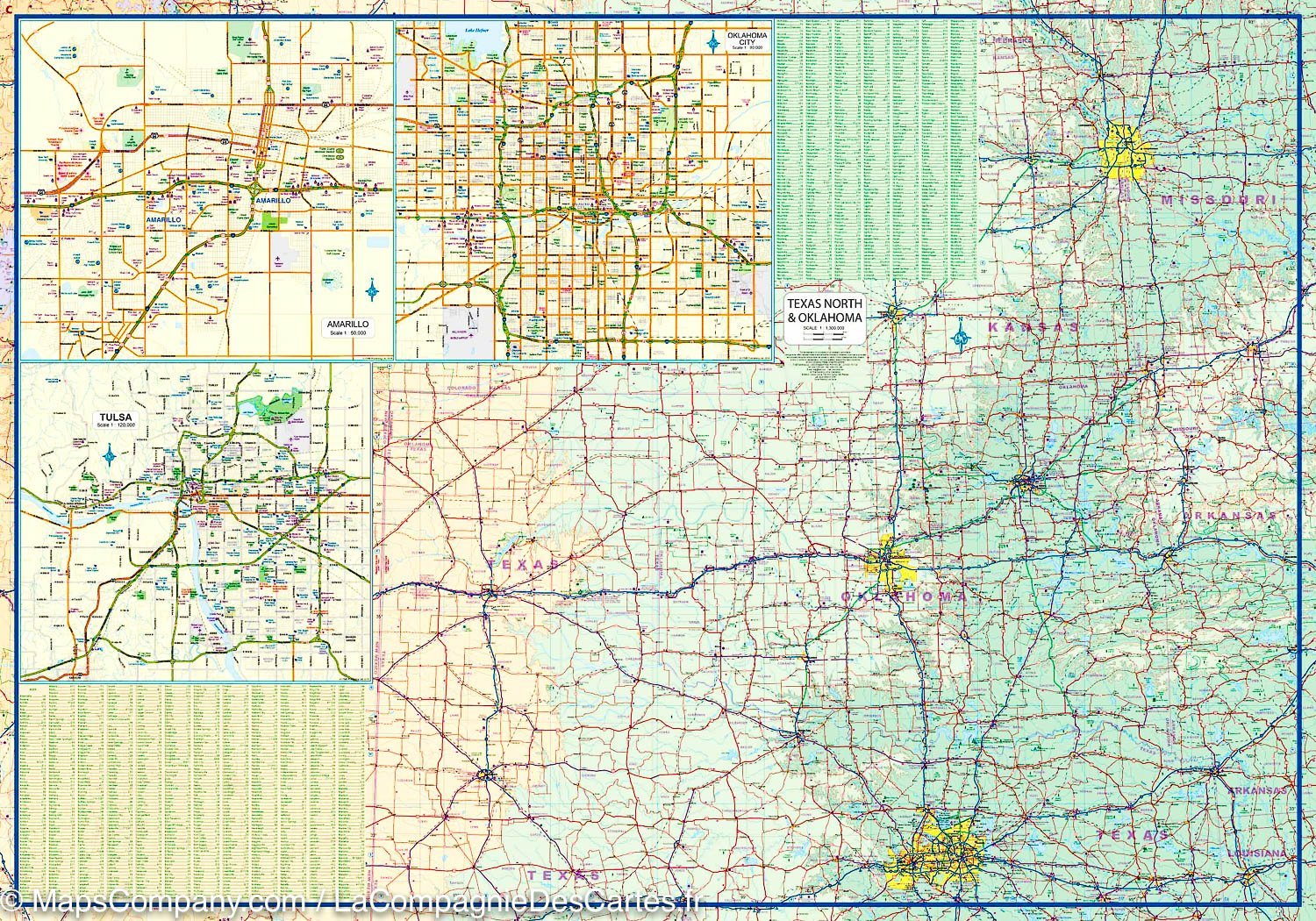 Carte de voyage - Texas & Oklahoma | ITM carte routière ITM