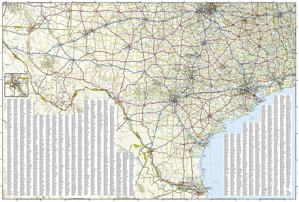 Carte de voyage - Texas & Oklahoma (USA) | National Geographic carte routière National Geographic