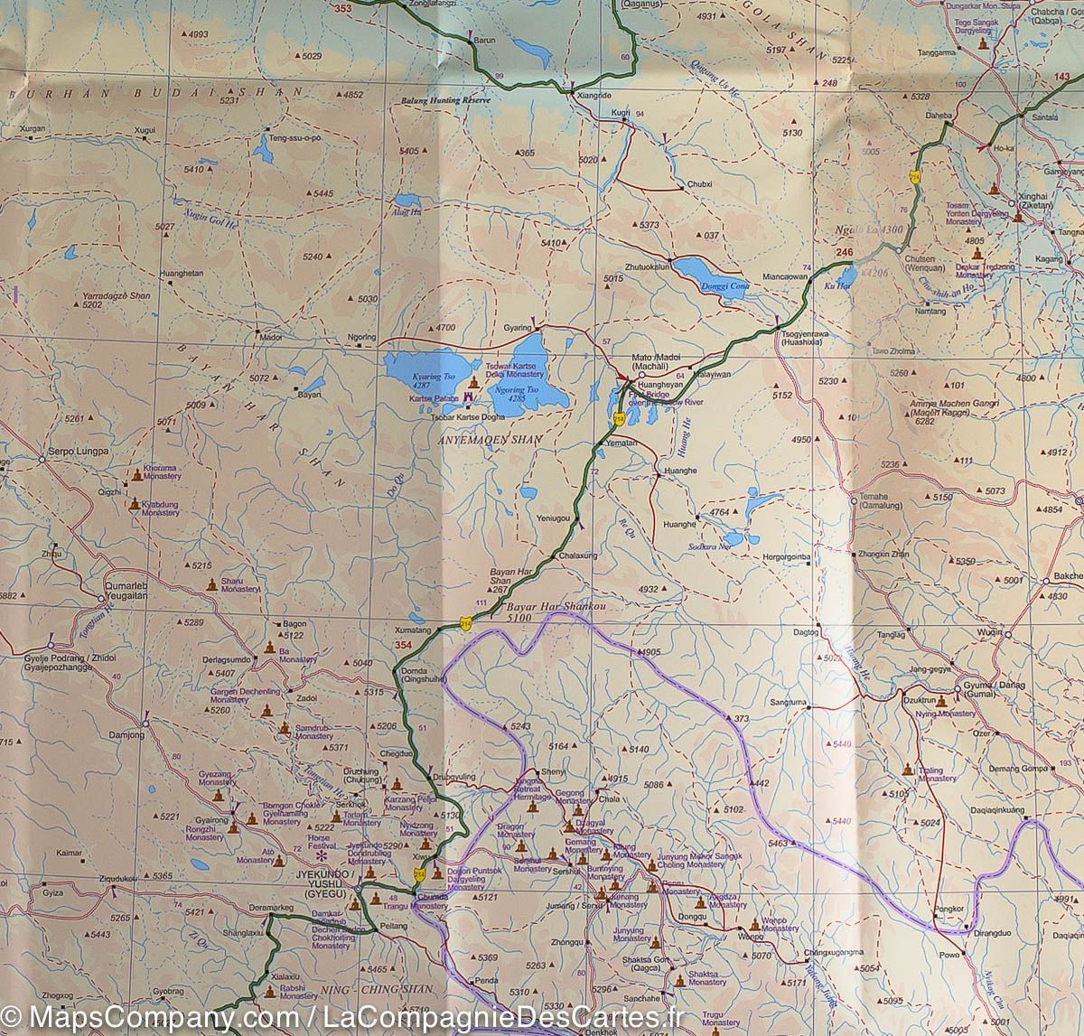 Carte de voyage - Tibet | ITM carte routière ITM