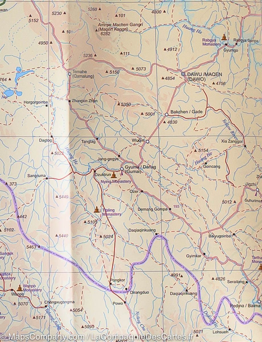 Carte de voyage - Tibet | ITM carte routière ITM