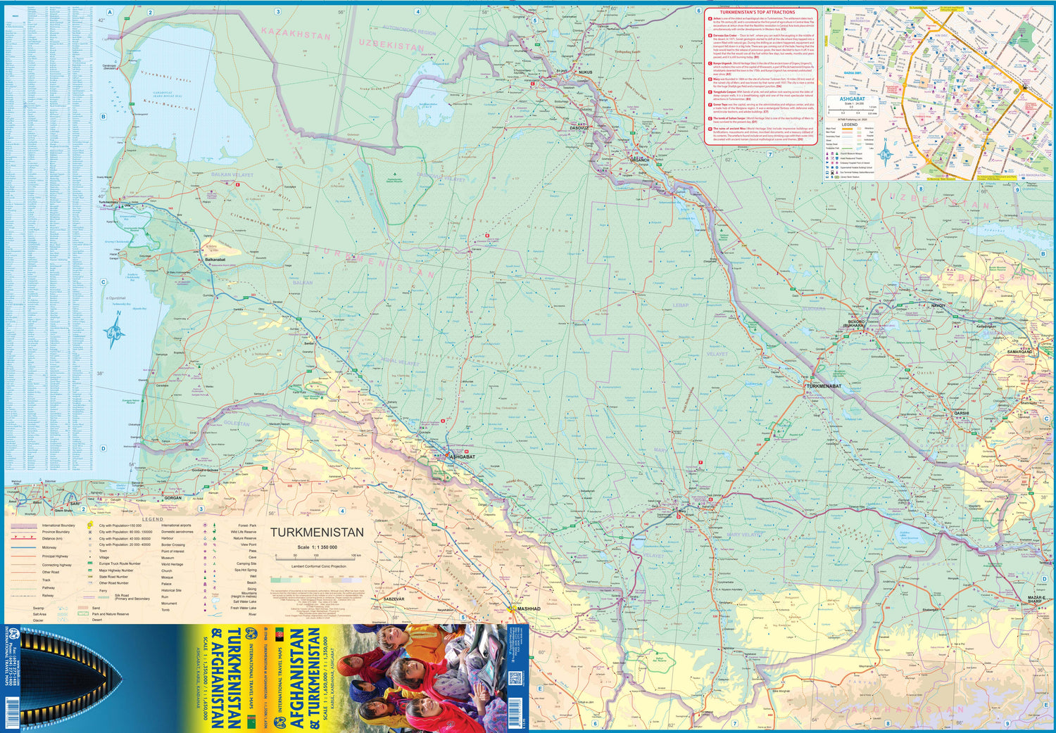 Carte de voyage - Turkménistan & Afghanistan | ITM carte routière ITM