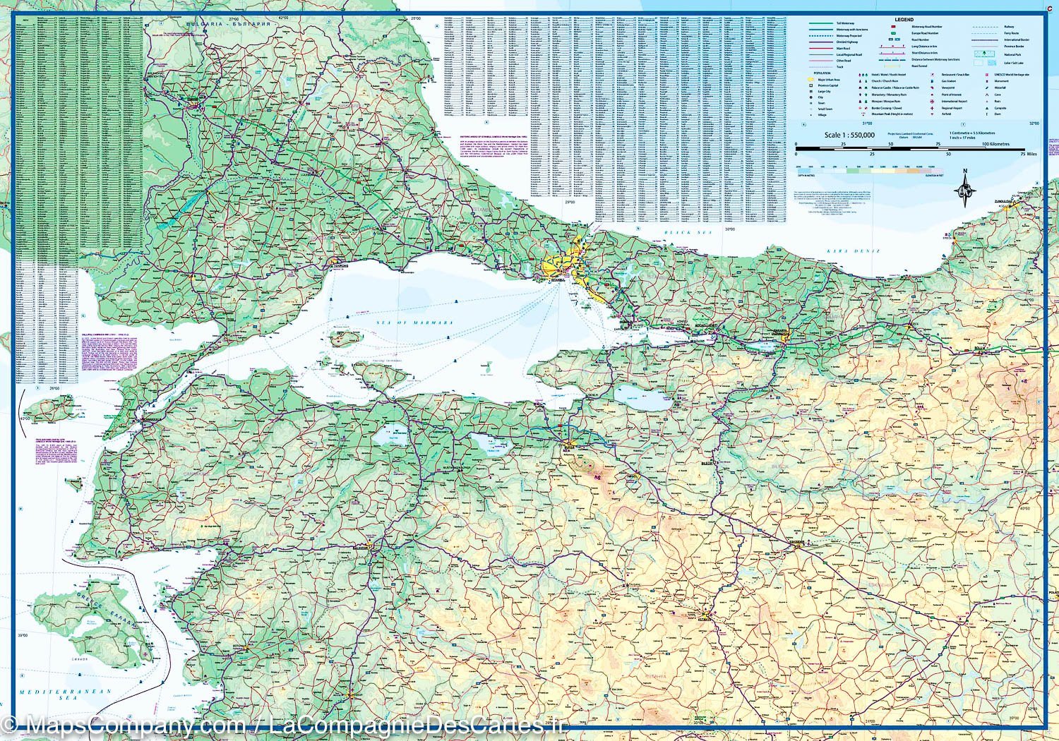 Carte de voyage - Turquie Nord-ouest & Plan d'Istanbul | ITM carte routière ITM
