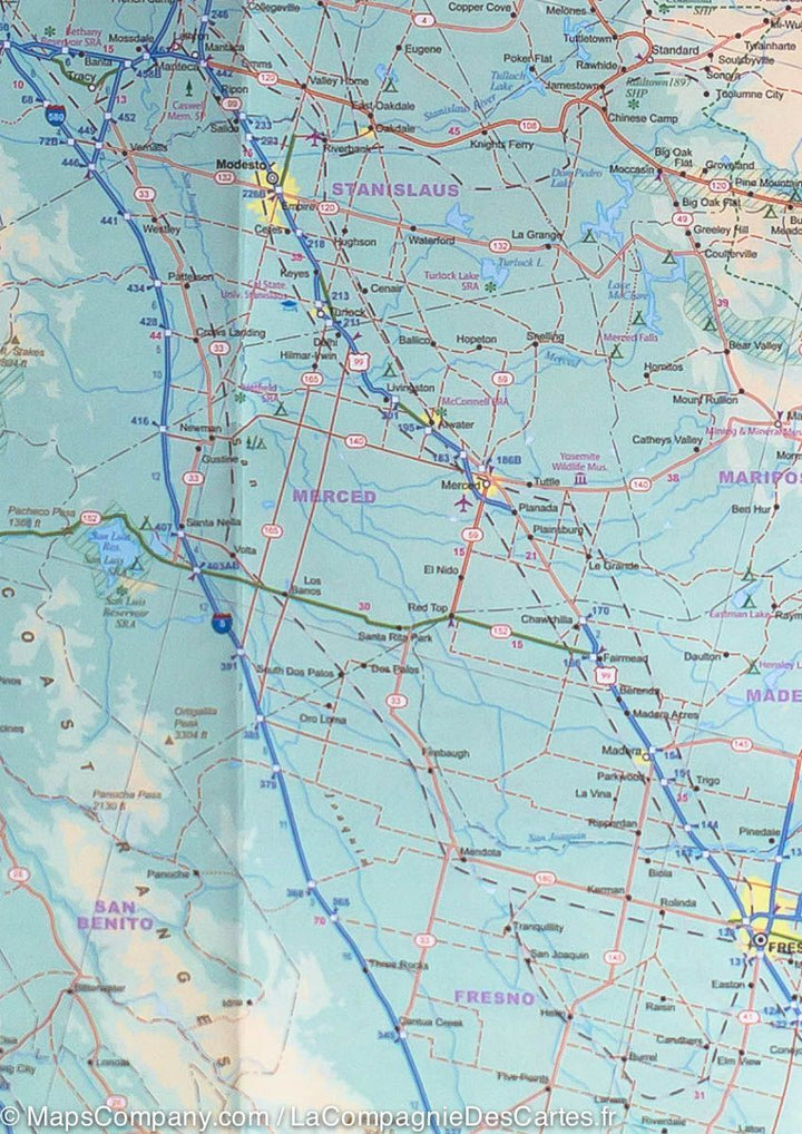 Carte de voyage de la Côte Pacifique des USA | ITM - La Compagnie des Cartes