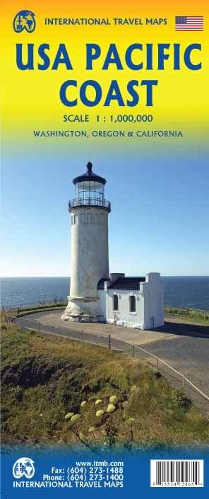 Carte de voyage - USA : Côte Pacifique | ITM carte routière ITM
