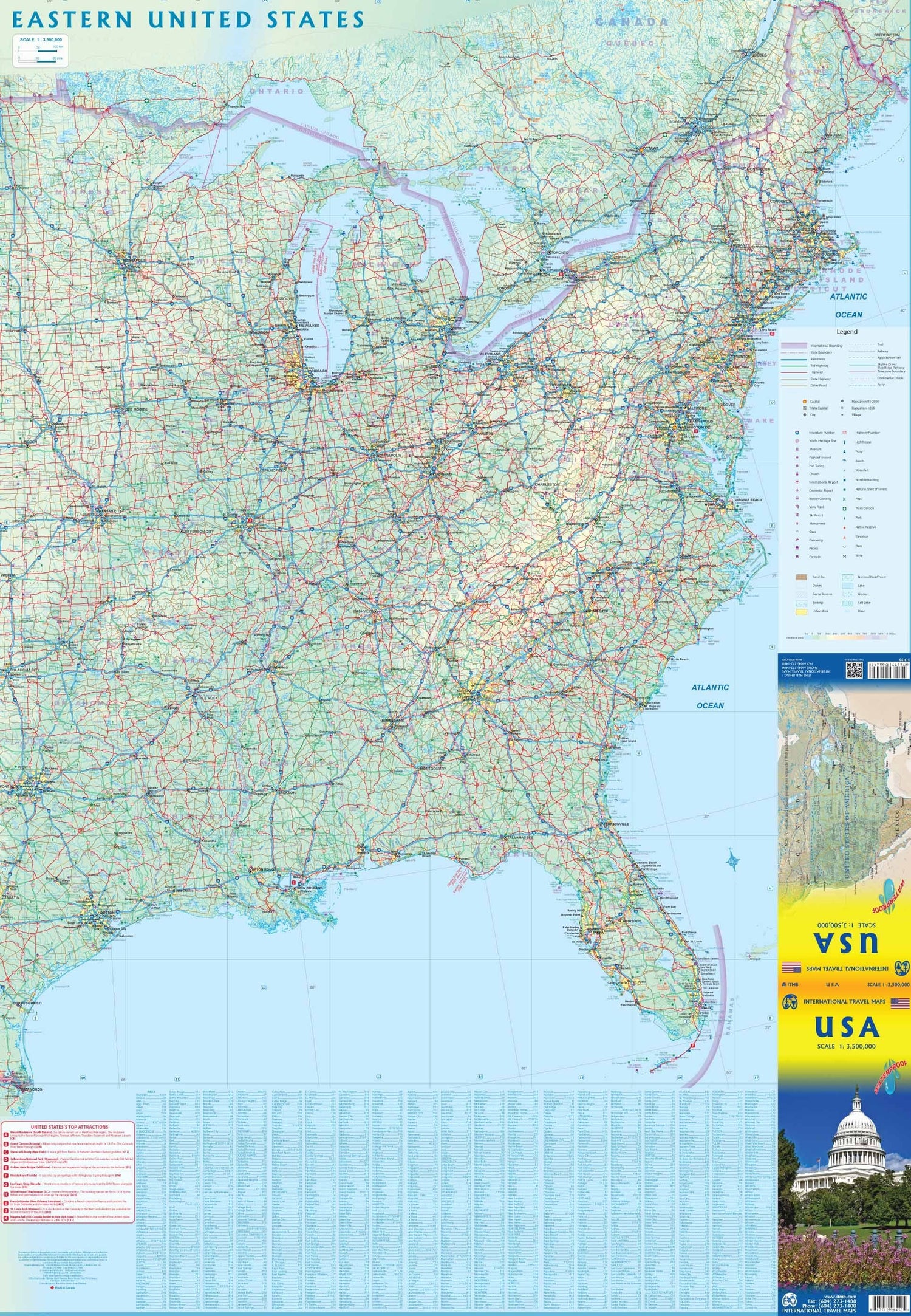 Carte de voyage - USA | ITM carte routière ITM