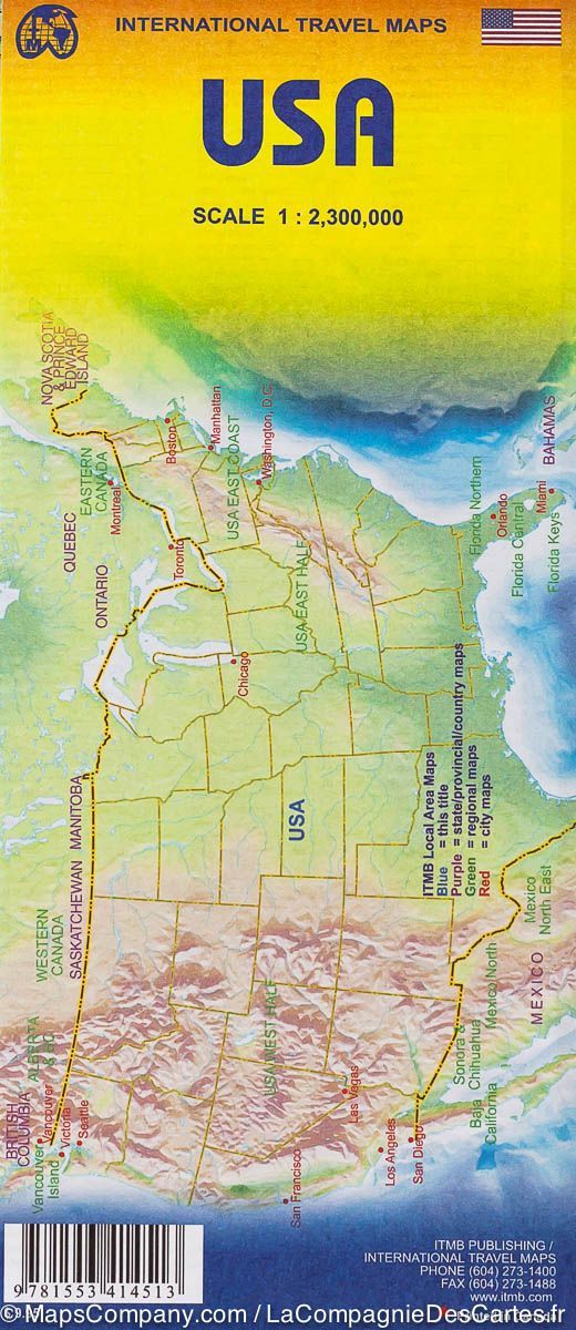 Carte de voyage des Etats Unis | ITM - La Compagnie des Cartes