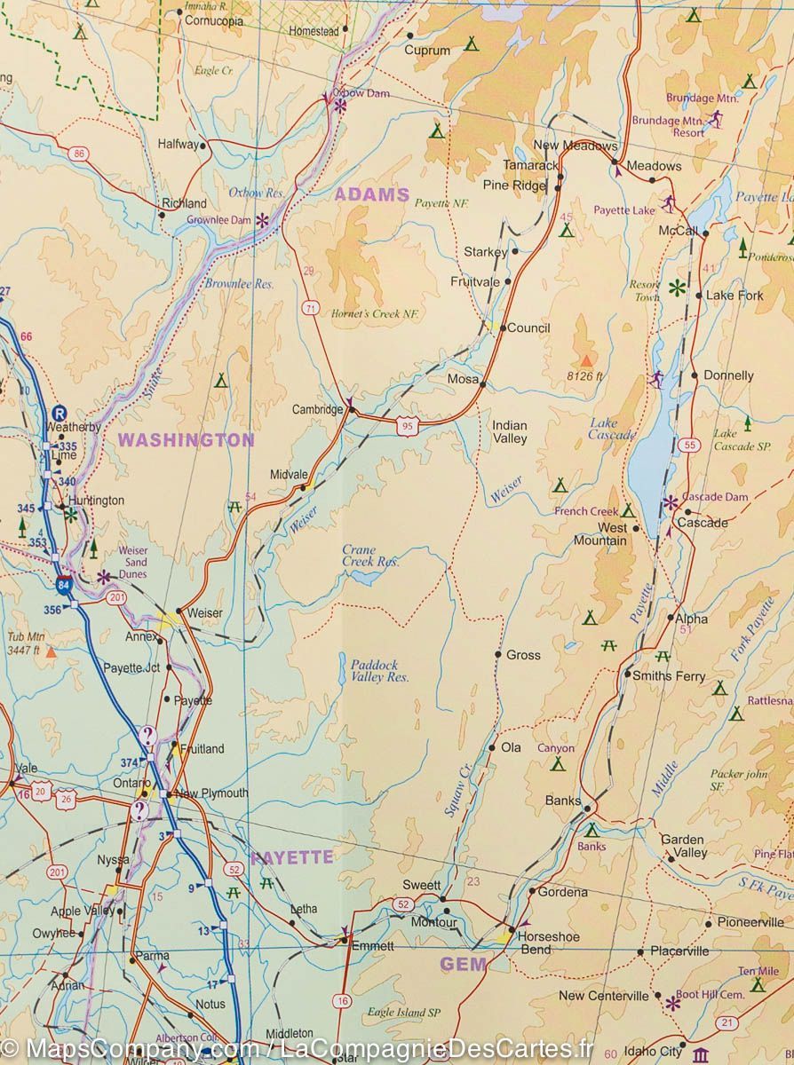 Carte de voyage - USA Nord-Ouest (Washington, Oregon, Idaho) | ITM carte routière ITM