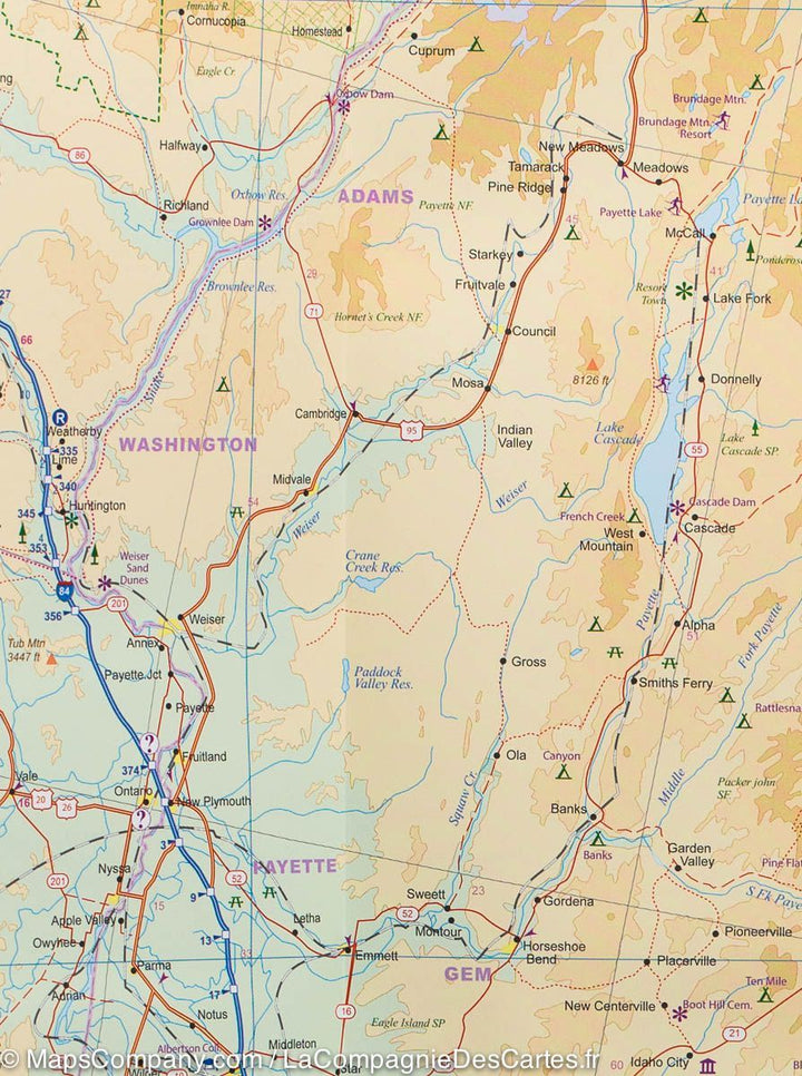 Carte de voyage - USA Nord-Ouest (Washington, Oregon, Idaho) | ITM carte pliée ITM 