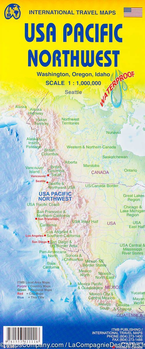 Carte de voyage - USA Nord-Ouest (Washington, Oregon, Idaho) | ITM carte routière ITM