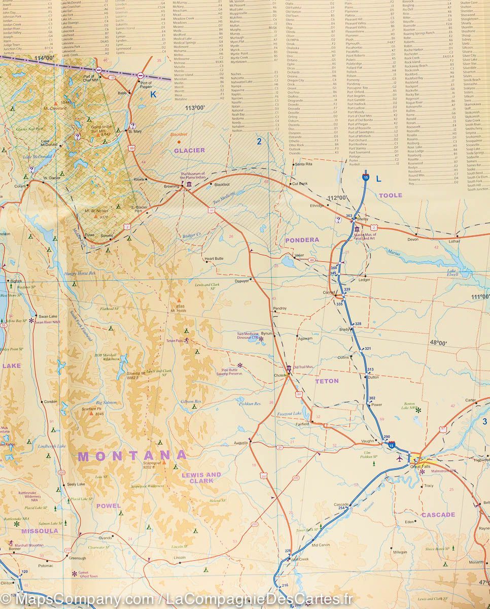 Carte de voyage - USA Nord-Ouest (Washington, Oregon, Idaho) | ITM carte routière ITM