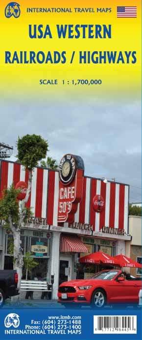 Carte de voyage - USA Ouest (autoroutes & chemins de fer) | ITM carte routière ITM