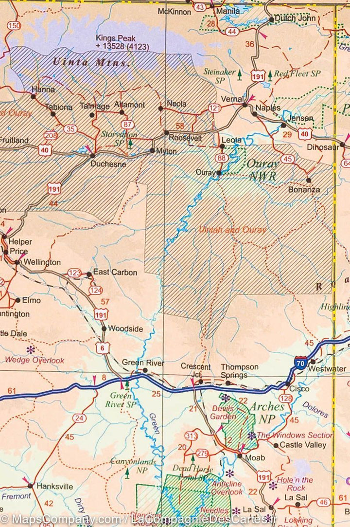 Carte de voyage - USA Ouest (autoroutes & chemins de fer) | ITM carte pliée ITM 