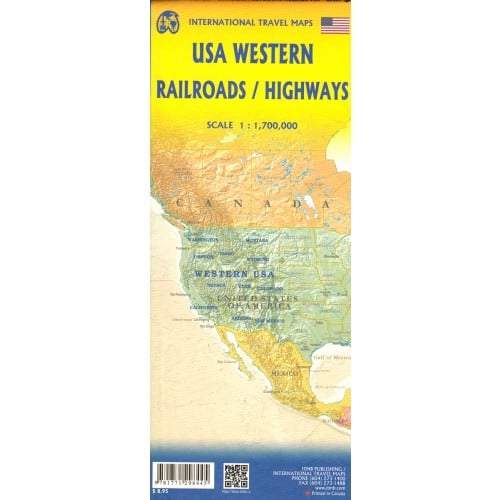 Carte de voyage - USA Ouest (autoroutes & chemins de fer) | ITM carte routière ITM