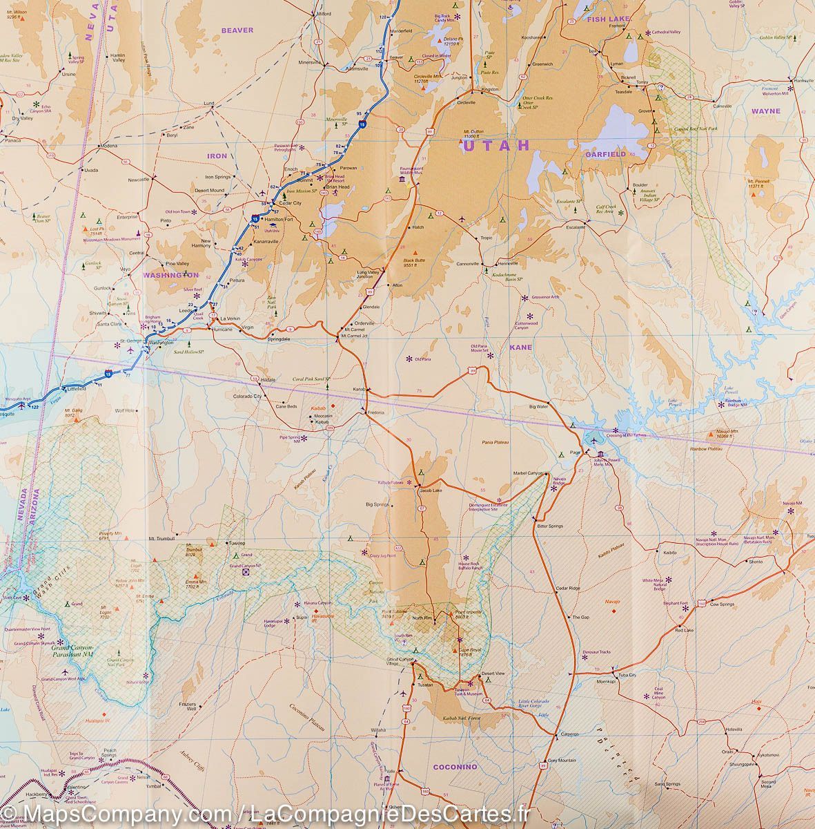 Carte de voyage - USA Sud-ouest | ITM carte routière ITM