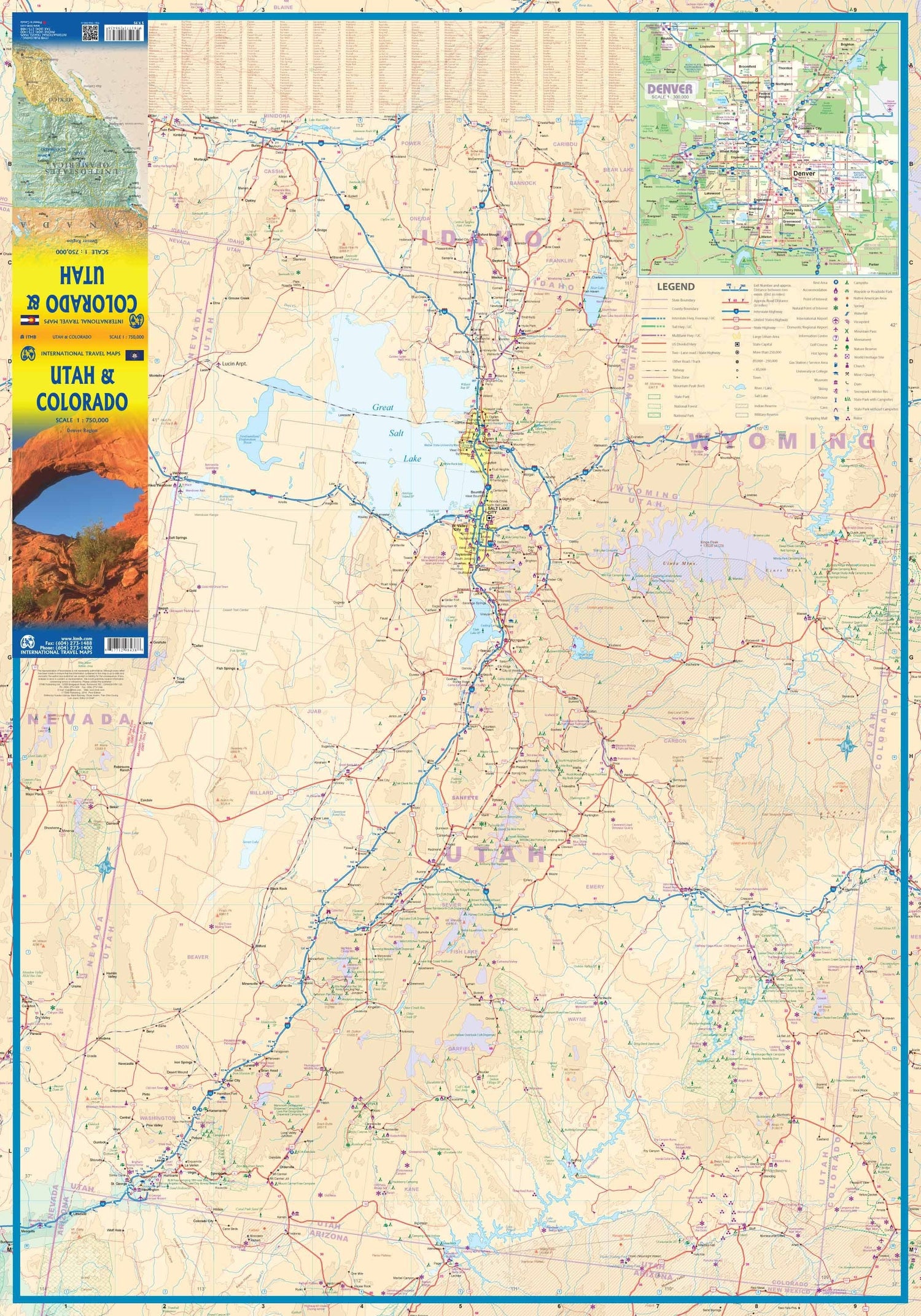 Carte de voyage - Utah & Colorado (USA) | ITM carte routière ITM