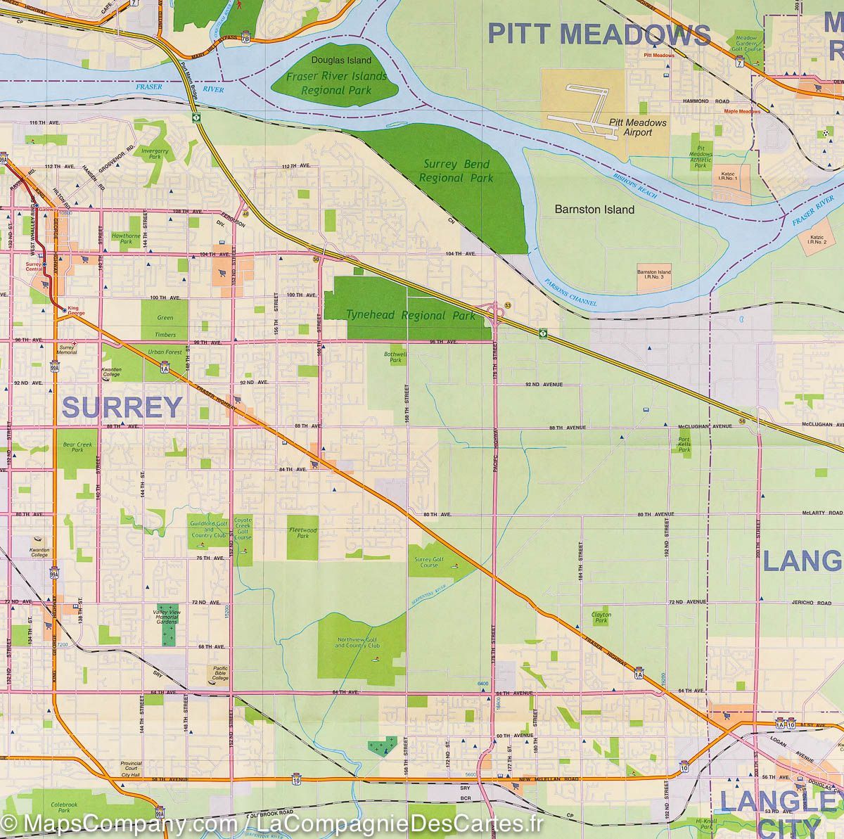 Carte de voyage - Vancouver Northshore & Fraser Valley | ITM carte routière ITM