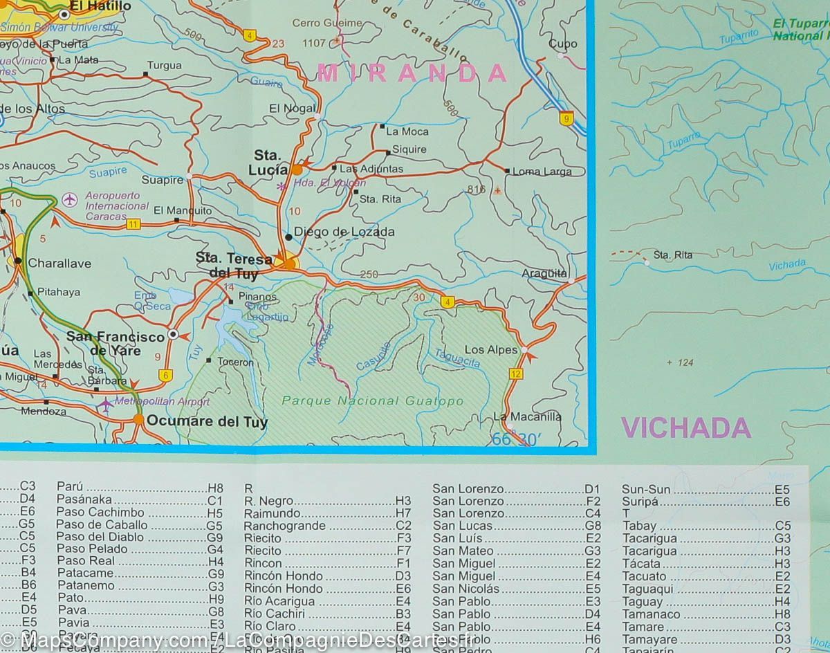 Carte de voyage - Venezuela | ITM carte routière ITM