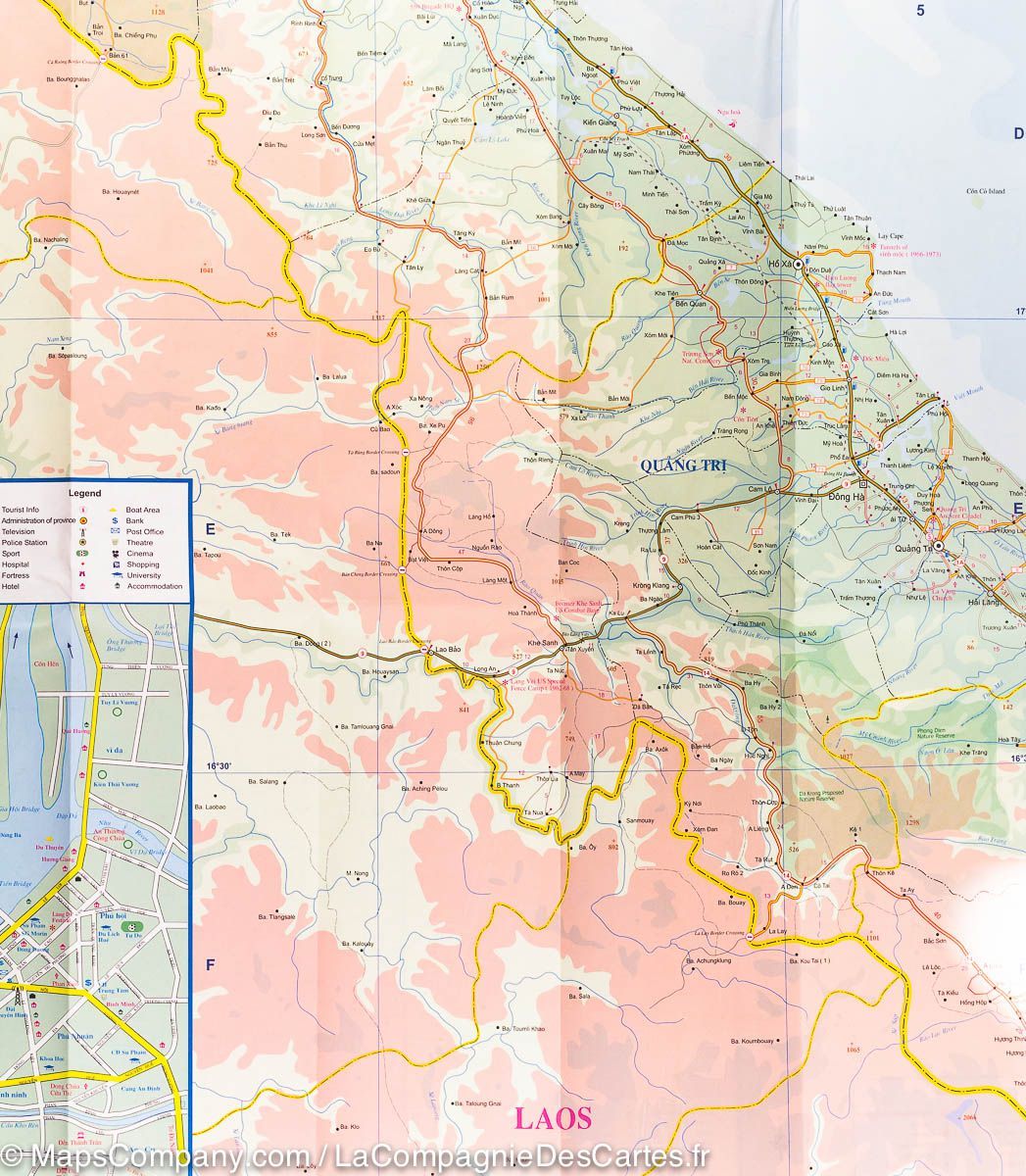 Carte de voyage - Vietnam Central & Plan de Hué et Da Nang | ITM carte routière ITM