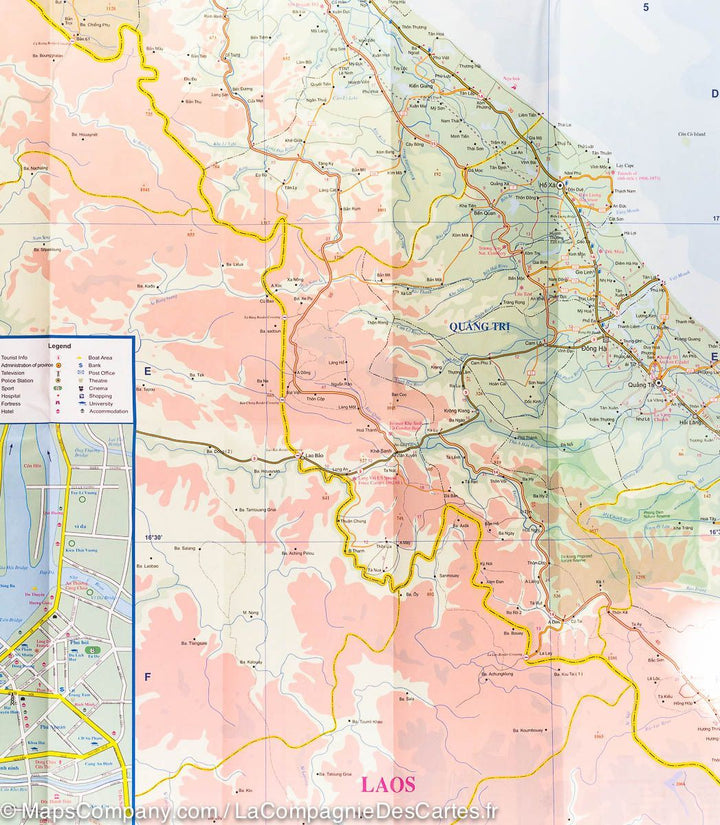 Carte de voyage - Vietnam Central & Plan de Hué et Da Nang | ITM carte pliée ITM 