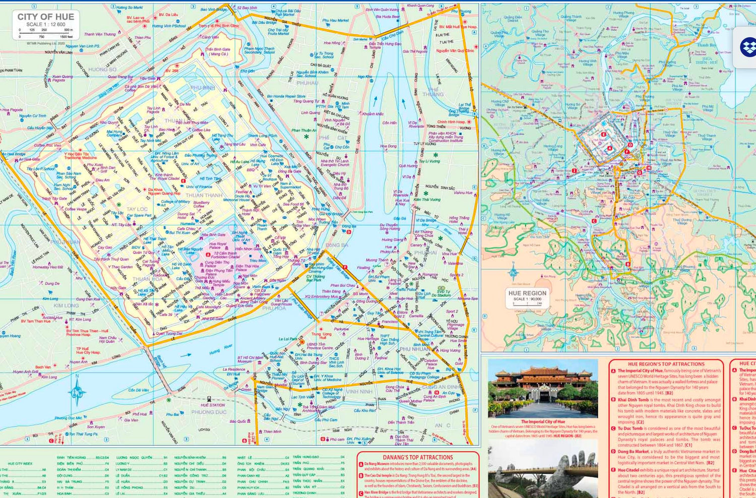 Carte de voyage - Vietnam Central & Plan de Hué et Da Nang | ITM carte routière ITM