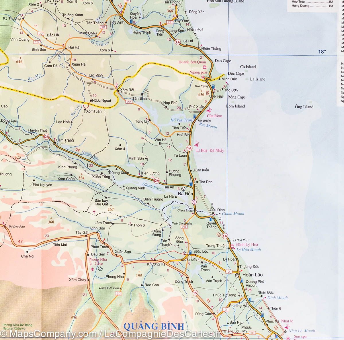 Carte de voyage - Vietnam Central & Plan de Hué et Da Nang | ITM carte routière ITM