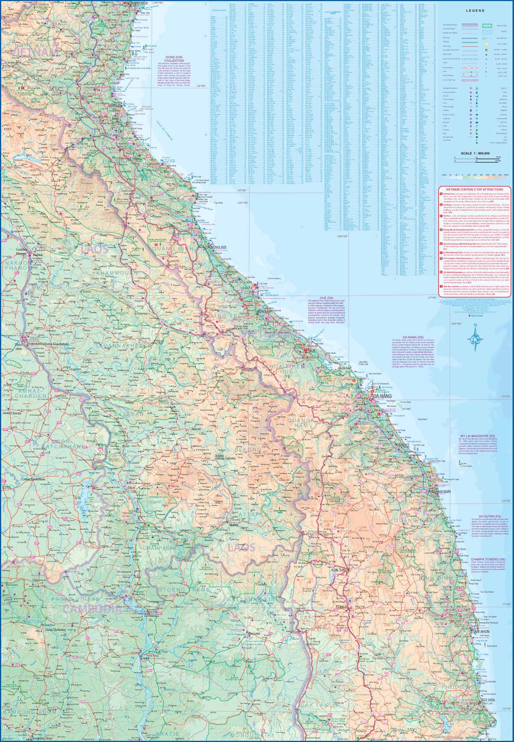 Carte de voyage - Vietnam Central & Plan de Hué et Da Nang | ITM carte pliée ITM 