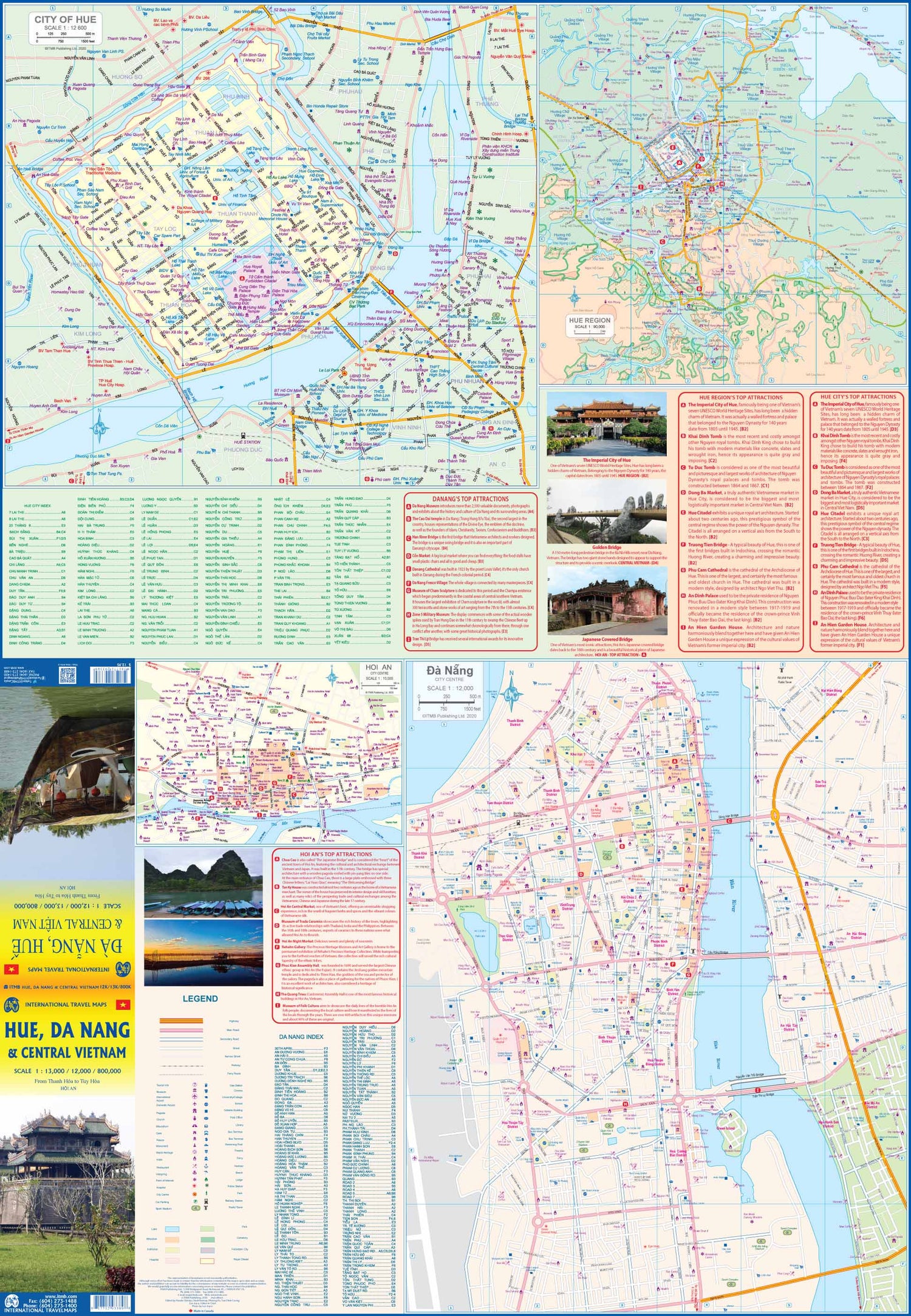 Carte de voyage - Vietnam Central & Plan de Hué et Da Nang | ITM carte routière ITM