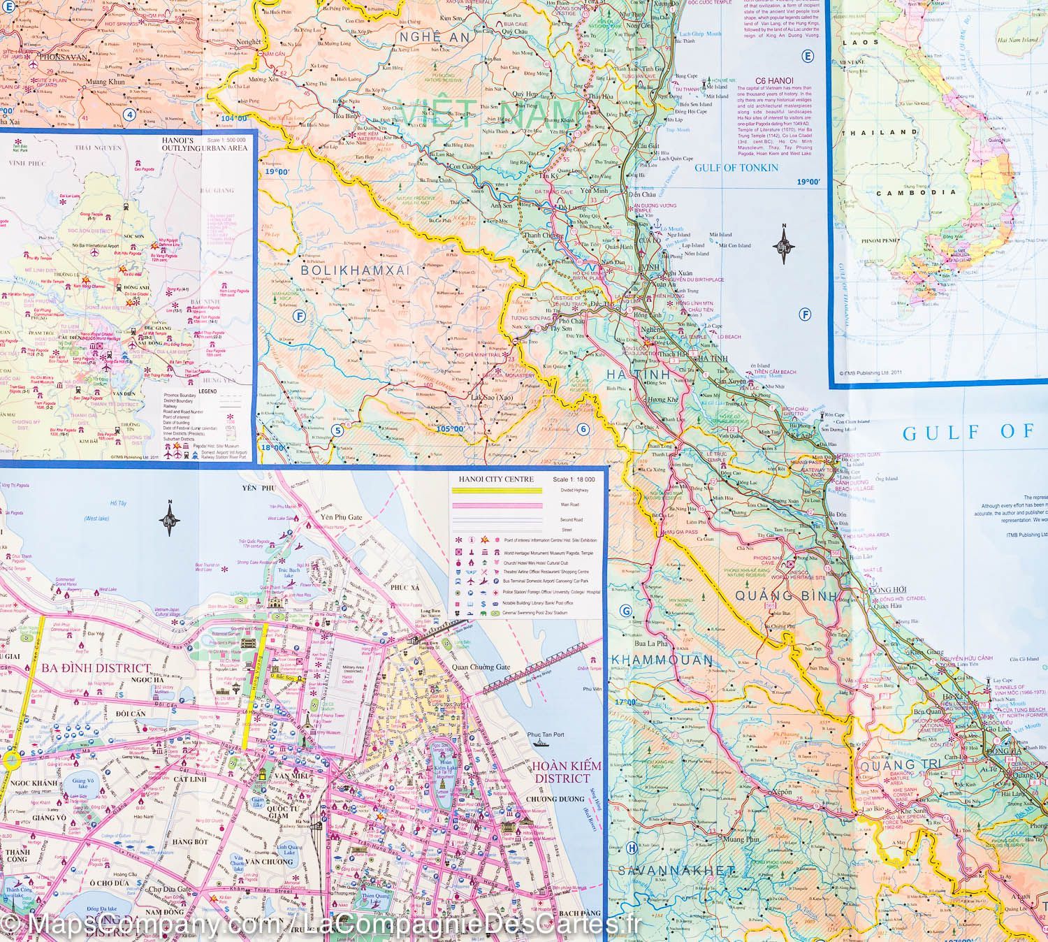 Carte de voyage - Vietnam | ITM carte routière ITM