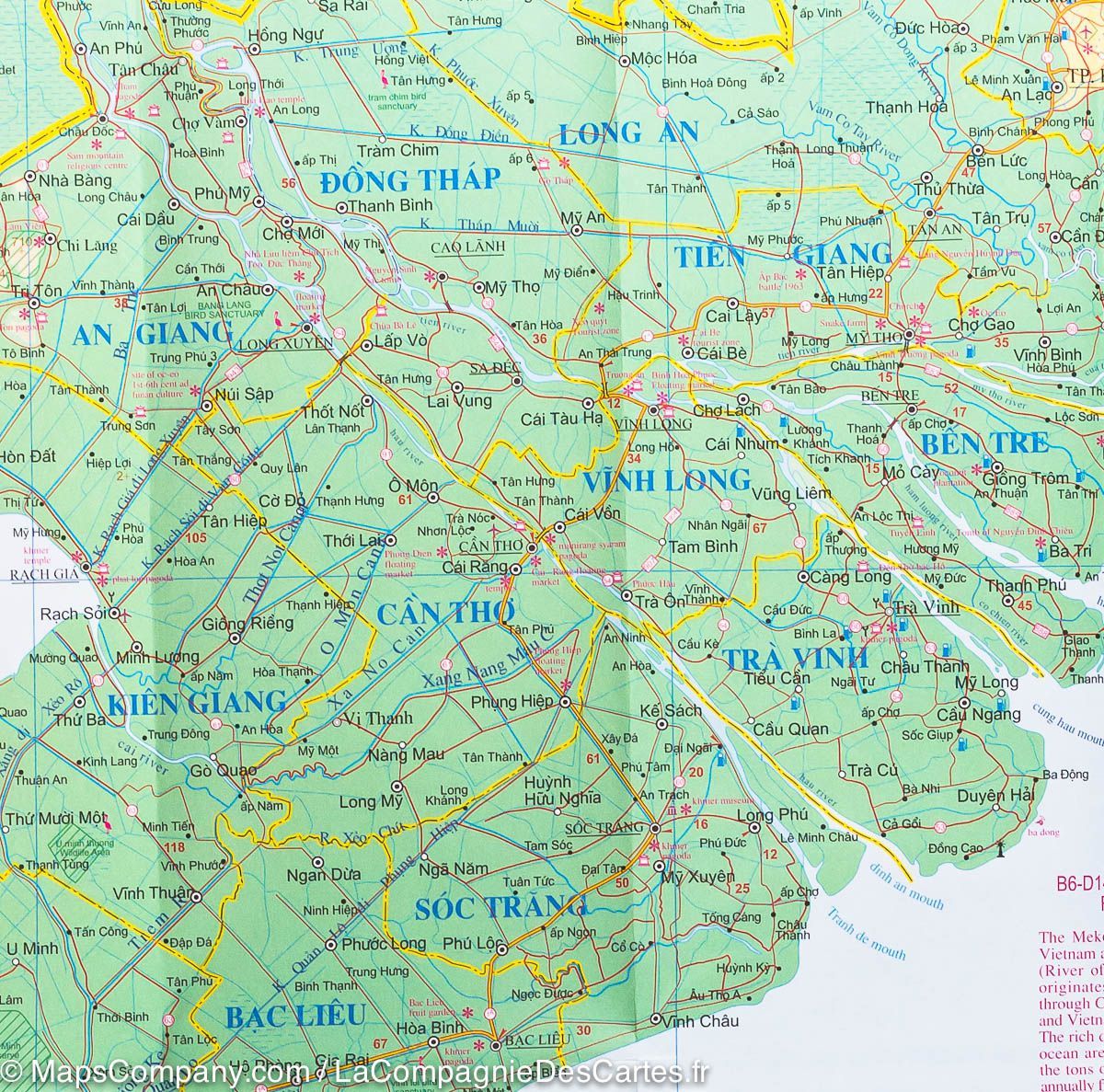 Carte de voyage - Vietnam Sud & Delta du Mekong | ITM carte routière ITM