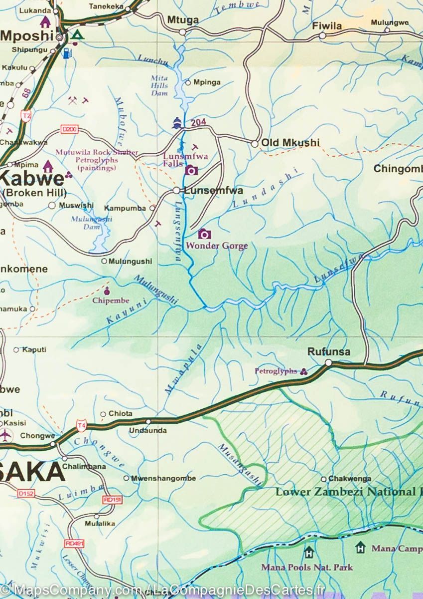 Carte de voyage - Zambie & Afrique de l'Est | ITM carte routière ITM