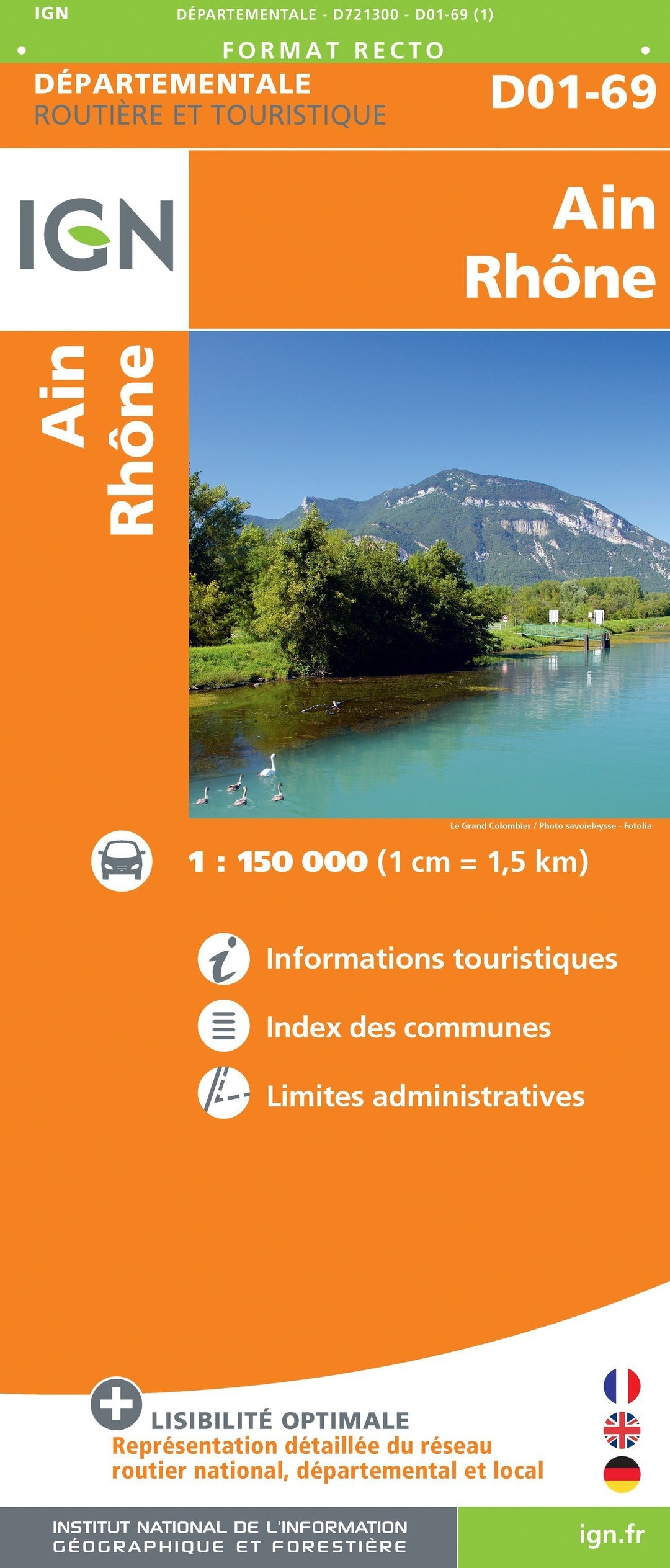 Carte départementale - Ain & Rhône | IGN carte pliée IGN 