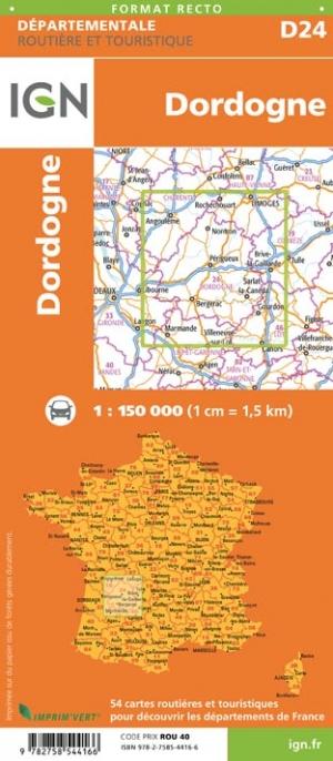 Carte départementale D24 - Dordogne | IGN carte pliée IGN 