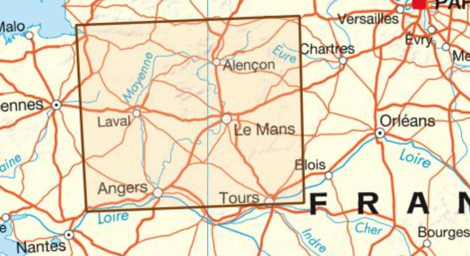 Carte départementale D53-72 - Mayenne & Sarthe | IGN carte routière IGN